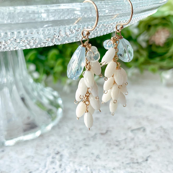 no.250＊14kgf グリーン系天然石　しゃらしゃらイヤリング no.250＊14kgf グリーン系天然石 しゃらしゃらイヤリング