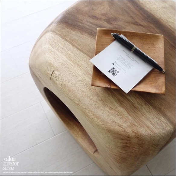 ウッデンスクエアスツールN8 椅子 イス ベンチ チェア 手作り ナチュラル 椅子 サイドテーブル モンキーポッド総無垢 7枚目の画像