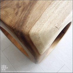 ウッデンスクエアスツールN8 椅子 イス ベンチ チェア 手作り ナチュラル 椅子 サイドテーブル モンキーポッド総無垢 2枚目の画像