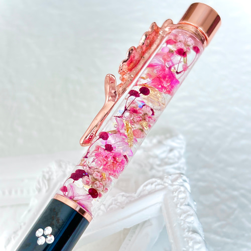 名入れ可☆ペンケース付】幸運を呼ぶハーバリウムボールペン 桜