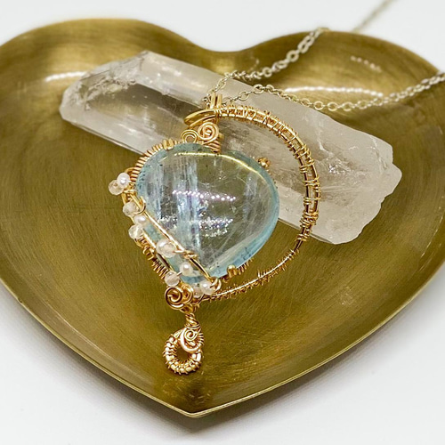 海の精の宝物♡アクアマリンのワイヤージュエリー ネックレス