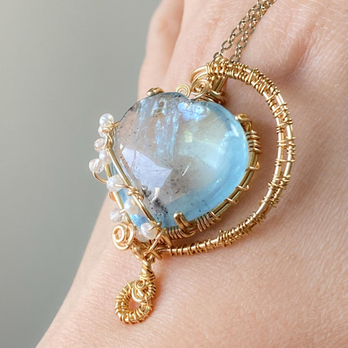 海の精の宝物♡アクアマリンのワイヤージュエリー ネックレス