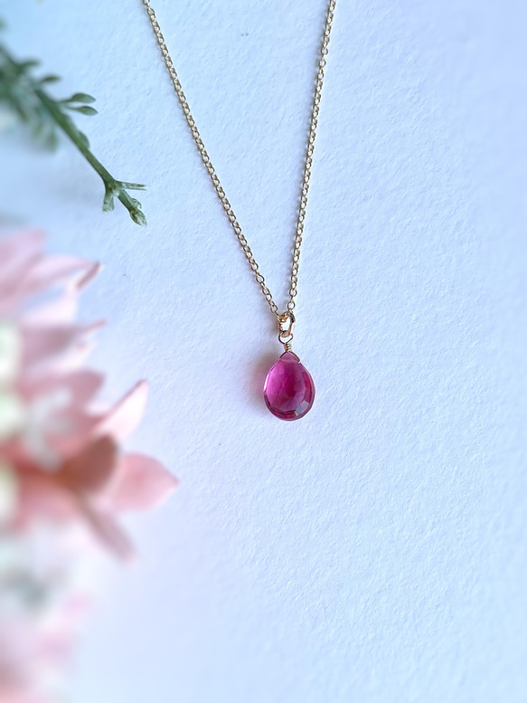 Pink Tourmaline Quartz Necklace 14kgf シルバー変更可能 9枚目の画像