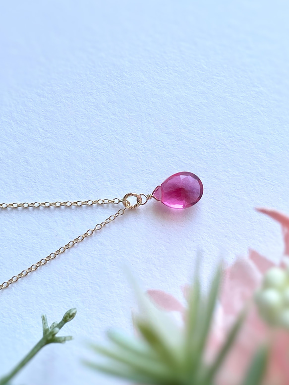 Pink Tourmaline Quartz Necklace 14kgf シルバー変更可能 7枚目の画像