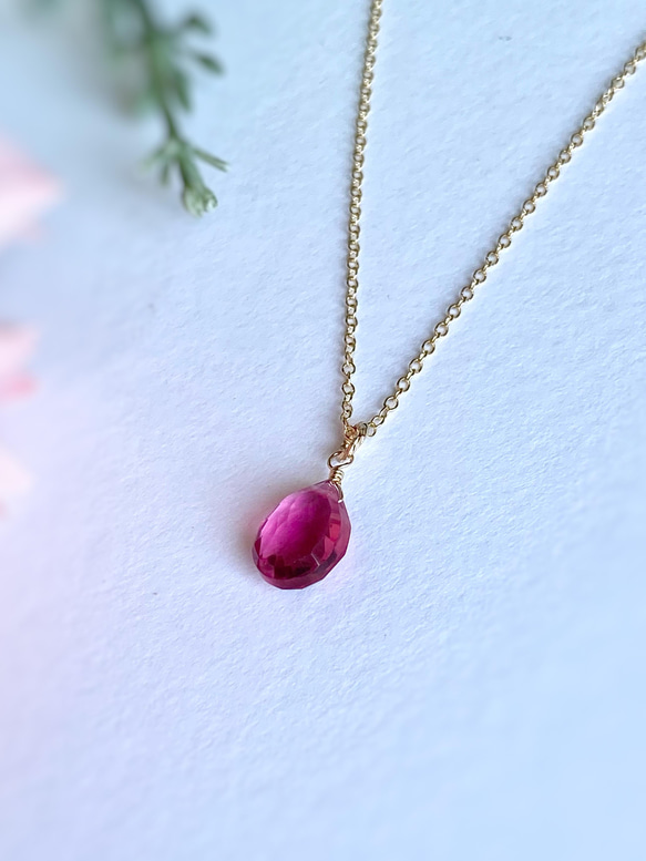 Pink Tourmaline Quartz Necklace 14kgf シルバー変更可能 8枚目の画像