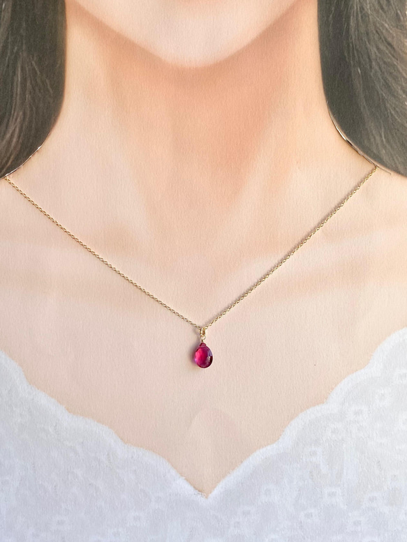 Pink Tourmaline Quartz Necklace 14kgf シルバー変更可能 4枚目の画像