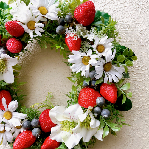 274.マーガレット・いちご・ブルーベリー・春リース・フラワーリース 274.マーガレット・いちご・ブルーベリー・春リース・フラワーリース