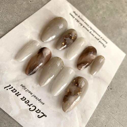 ニュアンスネイル ミラー 箔 グレージュ ネイル ネイルチップ（つけ爪