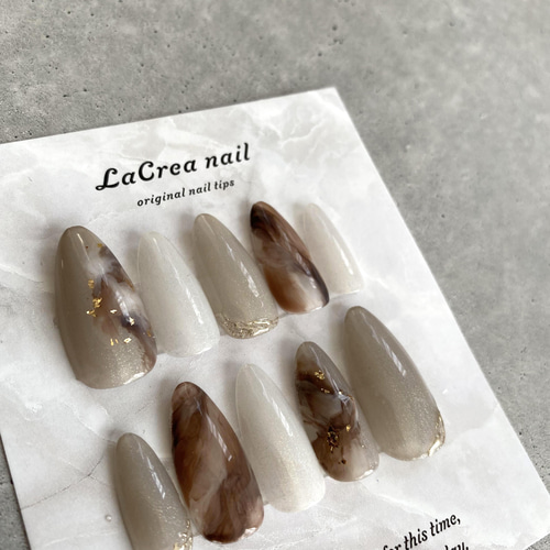 ニュアンスネイル ミラー 箔 グレージュ ネイル ネイルチップ