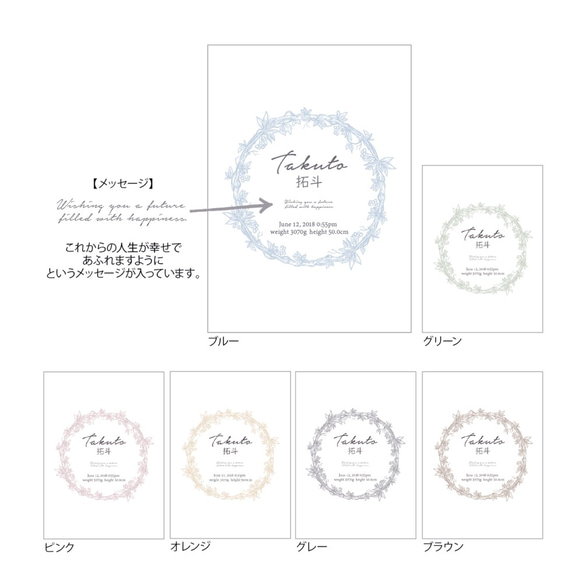 3人兄弟のベビーポスター ／ リース 誕生日 花輪 wreath 2枚目の画像