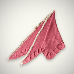 花びらのショール（ローズピンク）●○●ふんわり軽やかなコットン＆ウールの手編みショールです●○● 2枚目の画像