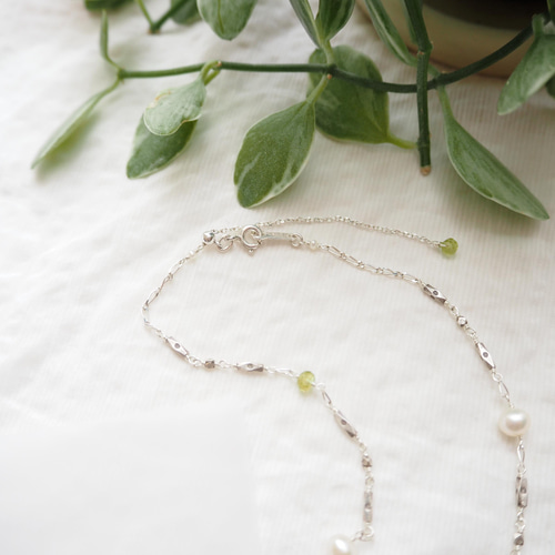 カレンシルバー** ダイヤプレート ペリドット ネックレス ネックレス  