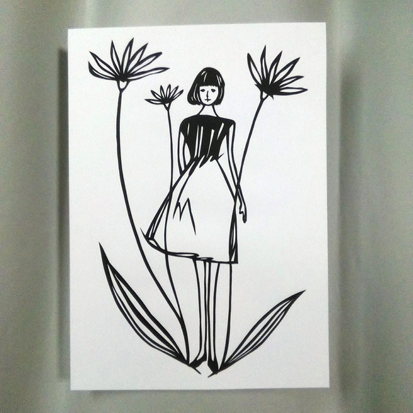 【切り絵】原画　B5サイズ　Flower Girl2 1枚目の画像