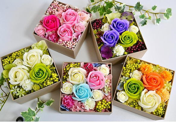 ソープフラワー 楽天市場】ソープフラワーボックスS レッド 赤 ギフト 女性 母の日