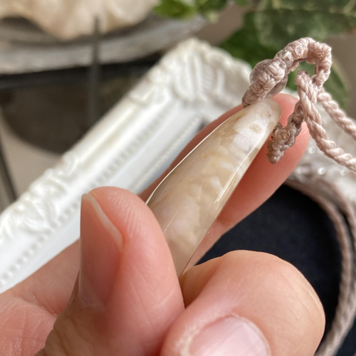 チェリーブロッサムアゲート 桜瑪瑙 ネックレス（マクラメ編み