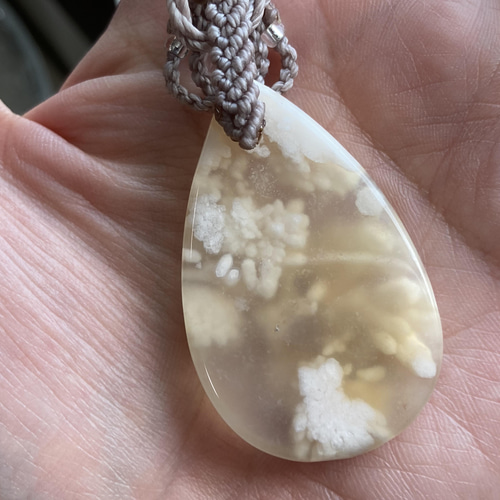 チェリーブロッサムアゲート 桜瑪瑙 ネックレス（マクラメ編み