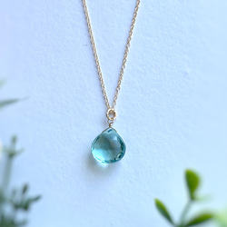 〜Sea green〜 Green Amethyst Quartz  Necklace 14kgf シルバー変更可能 1枚目の画像