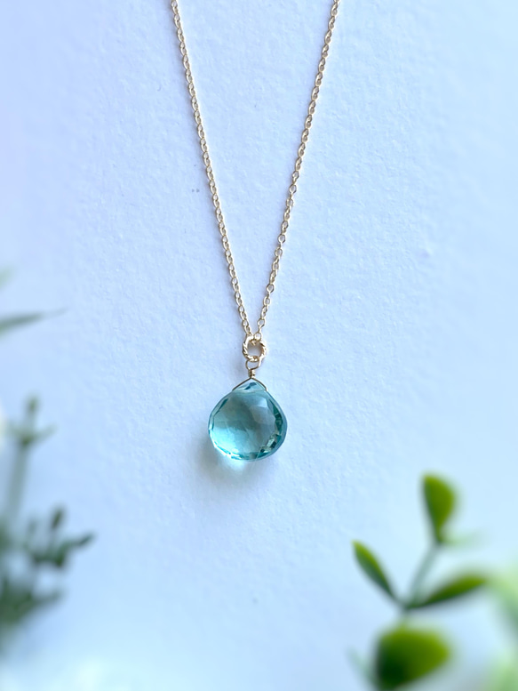 〜Sea green〜 Green Amethyst Quartz  Necklace 14kgf シルバー変更可能 1枚目の画像