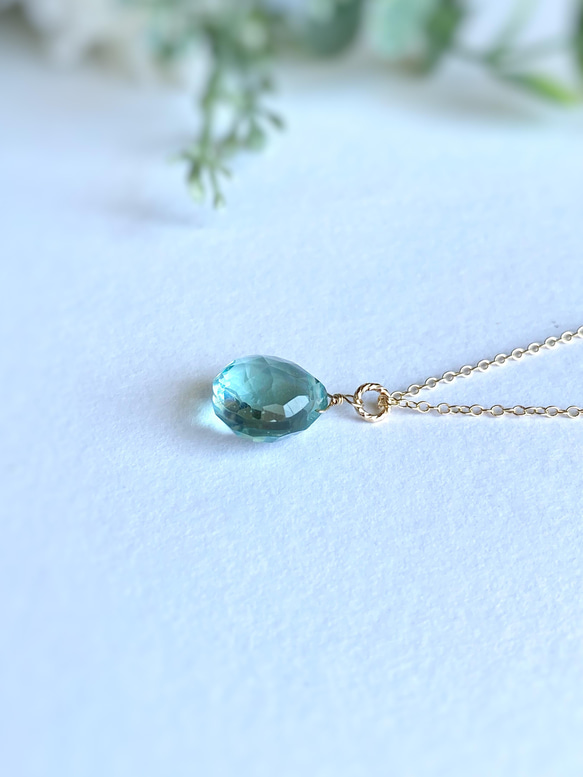 〜Sea green〜 Green Amethyst Quartz  Necklace 14kgf シルバー変更可能 7枚目の画像