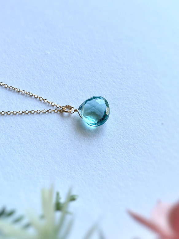 〜Sea green〜 Green Amethyst Quartz  Necklace 14kgf シルバー変更可能 3枚目の画像