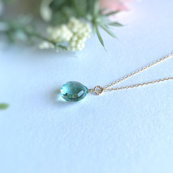 〜Sea green〜 Green Amethyst Quartz  Necklace 14kgf シルバー変更可能 2枚目の画像