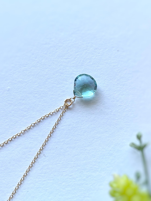 〜Sea green〜 Green Amethyst Quartz  Necklace 14kgf シルバー変更可能 10枚目の画像