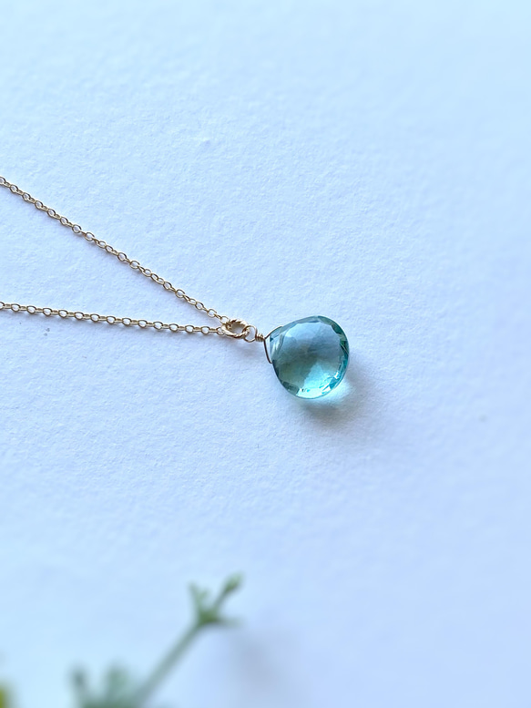 〜Sea green〜 Green Amethyst Quartz  Necklace 14kgf シルバー変更可能 12枚目の画像