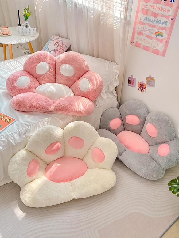ミニソファー かわいい猫の爪の座布団 人造ウサギ毛グッション 抱き枕