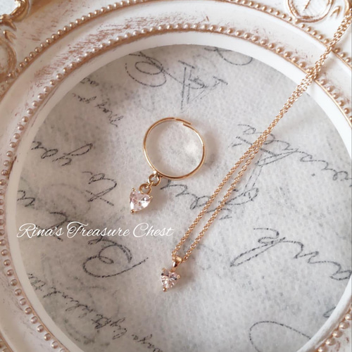 ネックレス と 指輪 （ リング ）2点 セット 販売 ♡ ハート の