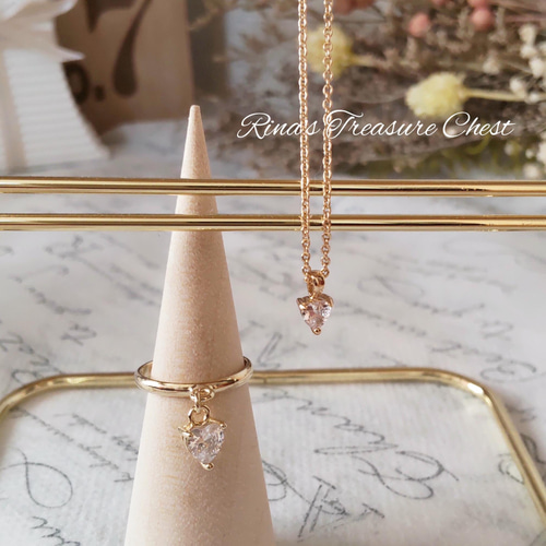 ネックレス と 指輪 （ リング ）2点 セット 販売 ♡ ハート の  