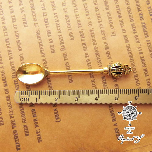 5個セット】 王冠 付き スプーン チャーム パーツ（ アンティーク