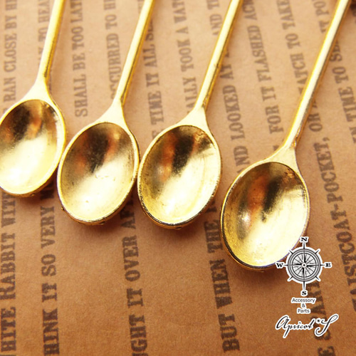 5個セット】 王冠 付き スプーン チャーム パーツ（ アンティーク