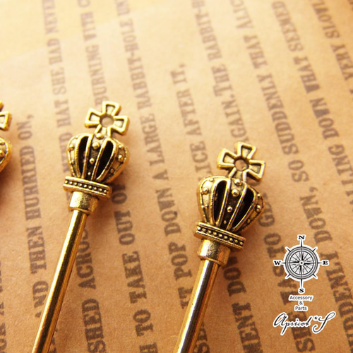 5個セット】 王冠 付き スプーン チャーム パーツ（ アンティーク