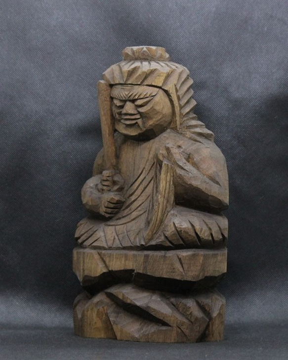 不動明王立像（11cm) 仏像 円空仏 摸刻 木彫 木彫り 仏像 金彩不動明王 立像 高さ11.5cm 柘植製 : 仏像と
