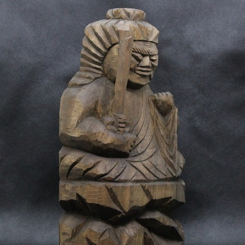 仏像 円空仏 木彫 不動明王坐像（高さ：35cm ）【受注制作：納期60日