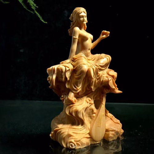 弁財天 精密彫刻 飾り置物 裸婦像 彫刻工芸品 彫刻 大波彫刻