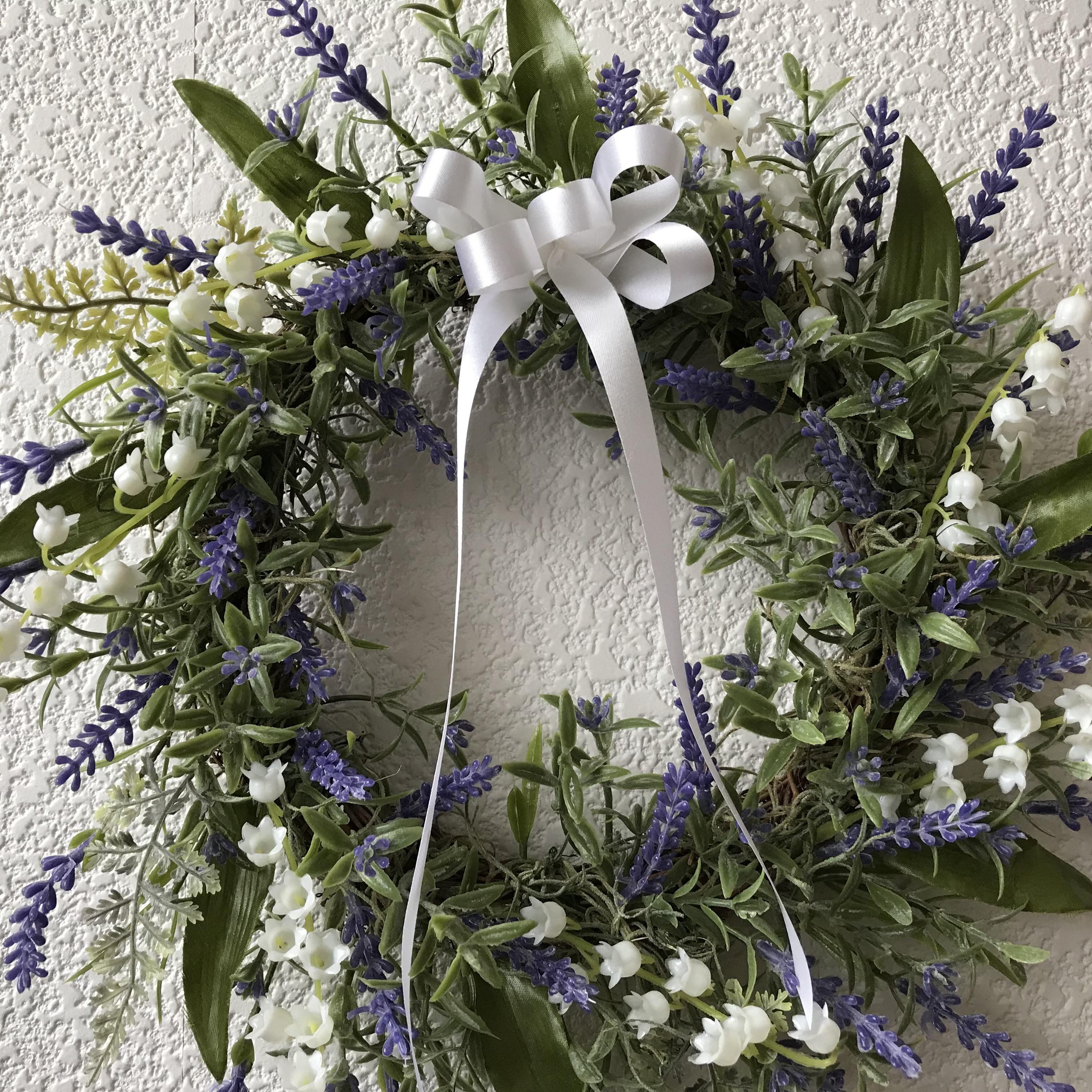 《再販ⅹ5》☆ラベンダーとスズランの爽やかリース 34cm（残すところ1点のみ）
