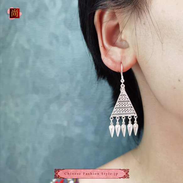 中國民族風復古手工耳環 999銀 拉絲工藝  #110 第6張的照片