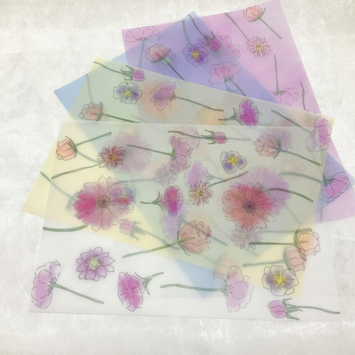フラワーデザイン 4枚セット トレーシングペーパー かわいい
