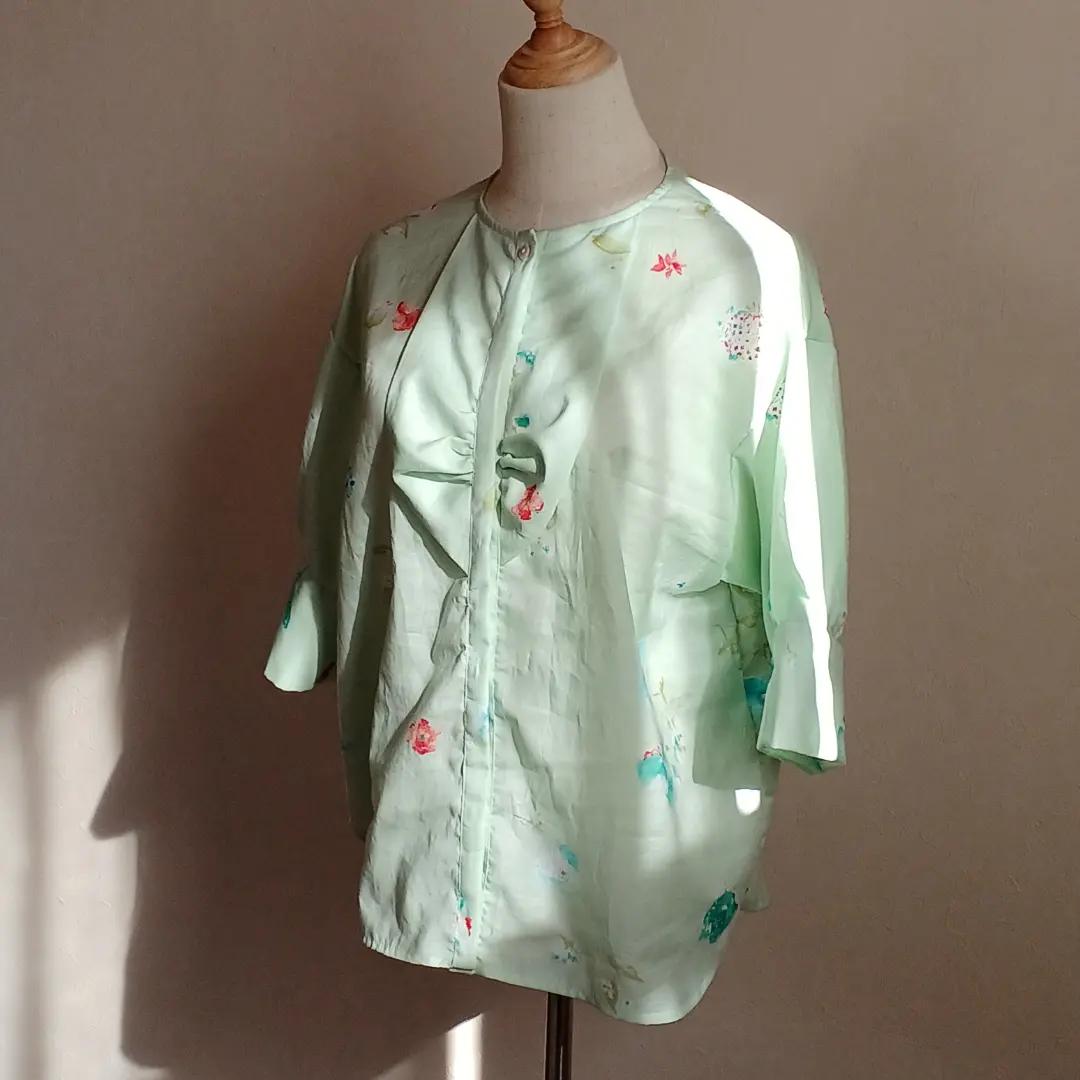 フォーマルにも、春色、綿シルクブラウス