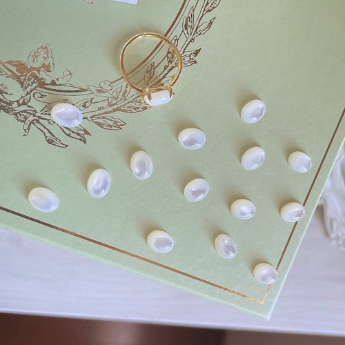 白蝶貝 AAA 18kgp silver925 リング ＊ オーバル 指輪 ゴールド