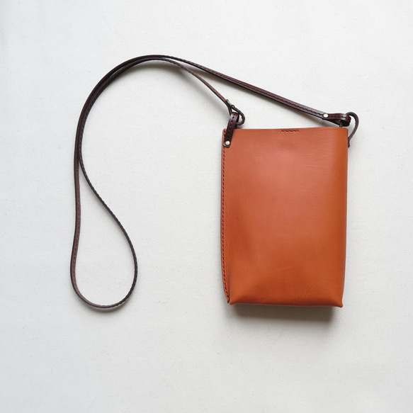 意大利皮革手袋“流線型”橙色 第2張的照片