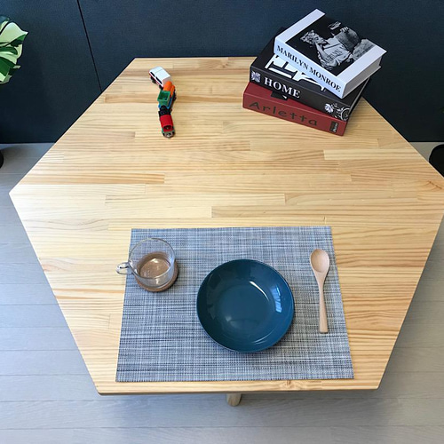 送料無料】 ローテーブル 6角 90cm パイン ナチュラル ねじ込み脚 ロー  