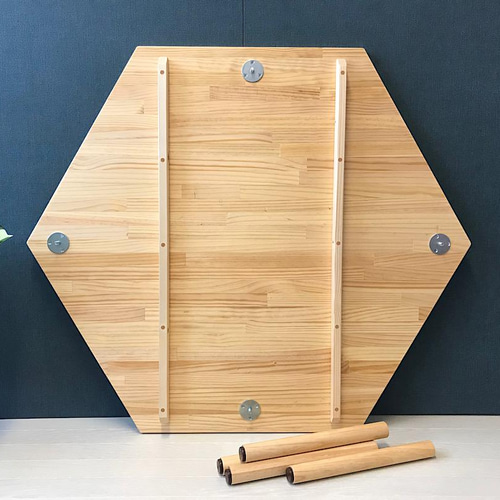 送料無料】 ローテーブル 6角 90cm パイン ナチュラル ねじ込み脚 ロー  