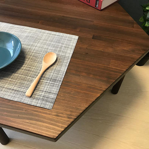 送料無料】 ローテーブル 6角 90cm パイン こげ茶 ねじ込み脚 ロー 
