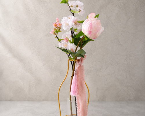 桜の木、咲きかけピオニー】｜アーティフィシャルフラワー 花瓶