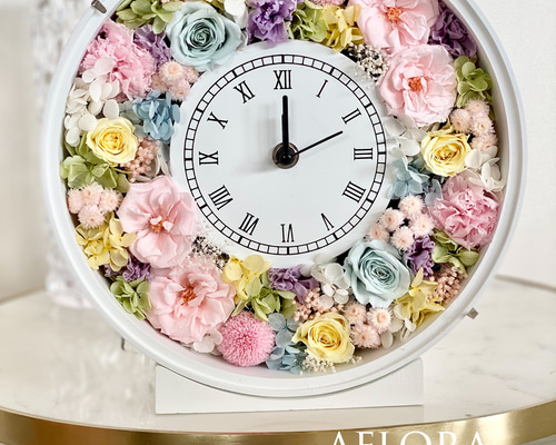 (本日限定値下げ) プリザーブドフラワー　時計 楽天市場】花時計 プリザーブドフラワー 置き時計 時計 退職祝い 誕生