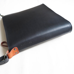 受注生産　Italian leather shoulder bag「streamline」BLACK 5枚目の画像