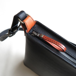 受注生産　Italian leather shoulder bag「streamline」BLACK 8枚目の画像