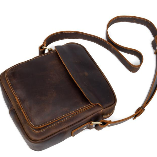 〈ROGER&GALLET〉レトロな牛革ショルダーバック レトロの牛革メンズショルダーバッグ ショルダーバッグ LL